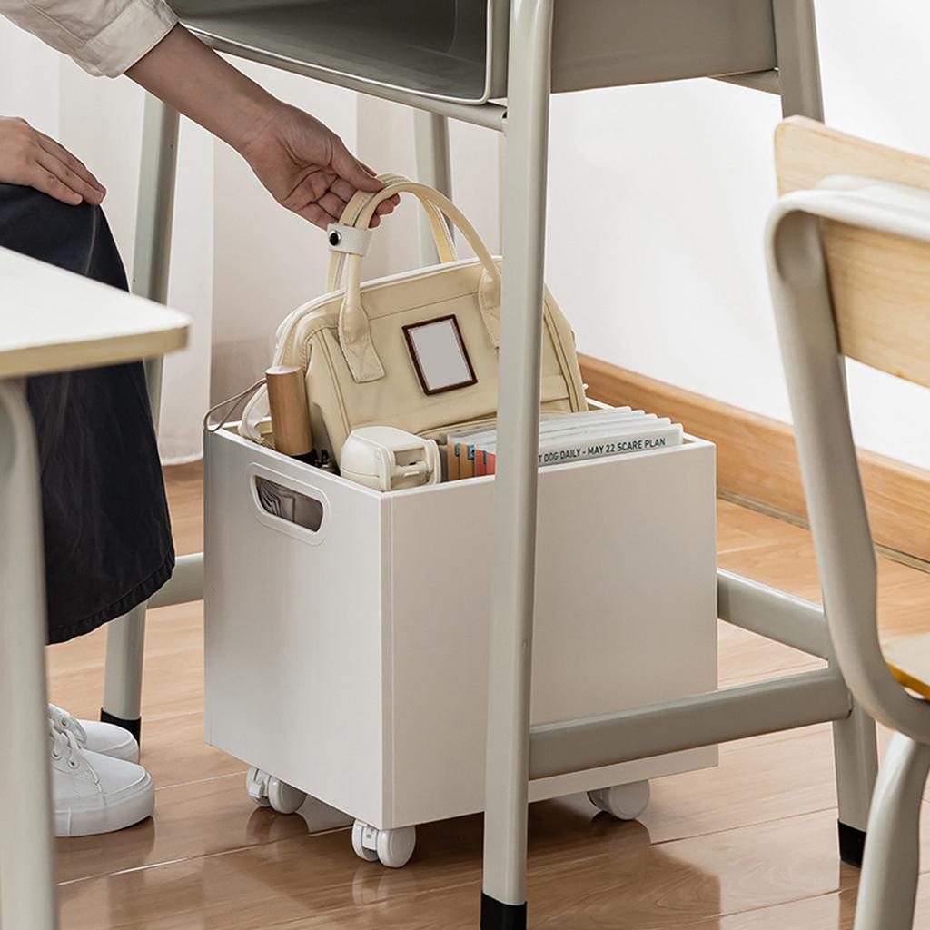 Book Storage Box with Pulley Under the Table Large Capacity Book Organizer Plastic Storage Basket for Office School