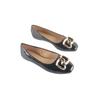 Fashion 2025 Laidies Geometric Decoration Comfortable Square Toe Flat Casual Spring Autumn Black Patent Faux Leather Flat Ballerinas