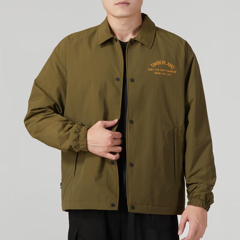 Timberland Letter Print Windproof Breathable Polo Casual Jacket Men Jacket Dark-Olive-Green A6JZD-302