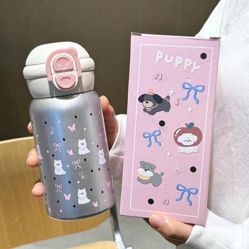 Kitten Polka Dot Stainless Steel Insulated Straw Cup