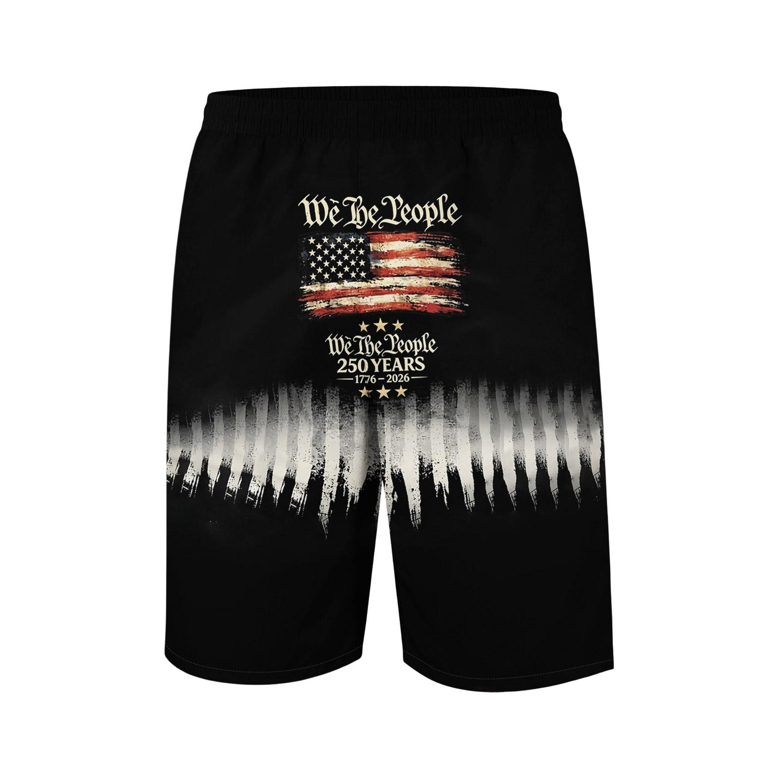 

Men s loose and casual flag-printed shorts L