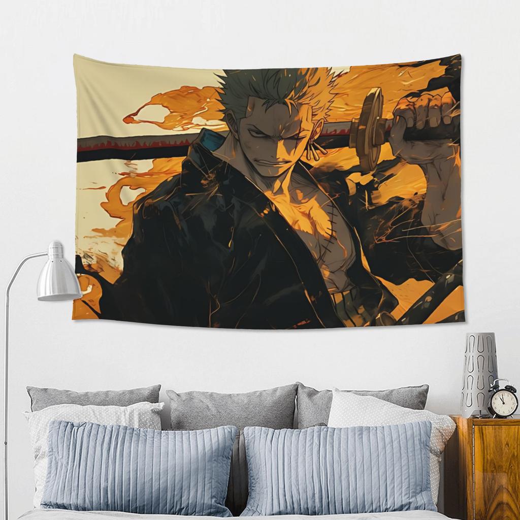 Cutecore Anime One Pieces Tapestry Bedroom Decoration Zoro Wall Hanging Blanket Tapestry Cool Stuff For Room