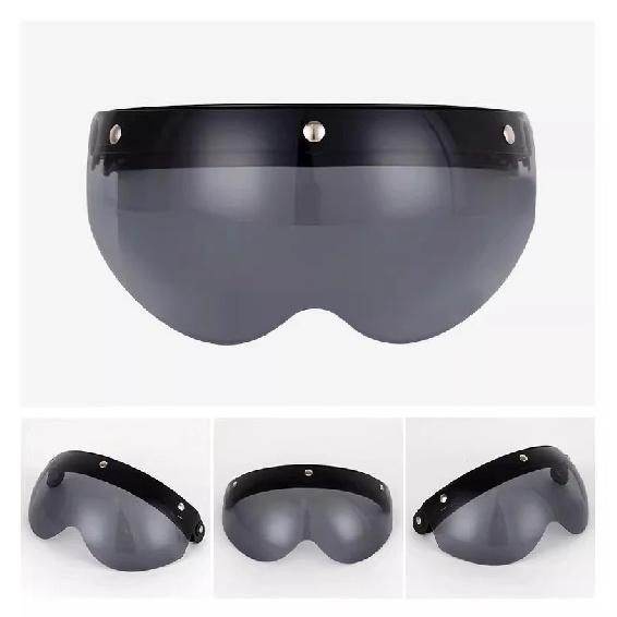Universeller 3-Druckknopf-Visier für Motorrad-Offenhelm Windschutz Klapp-Auf-Ab-Linse Sonnenbrille Halbkopfhelm Visier Windschutz