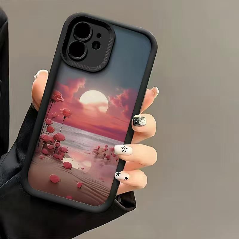 Moon Flower Sea is suitable for Apple 16ProMax mobile phone case iPhone15 anti-drop 14Pro all-inclusive 17Air beautiful