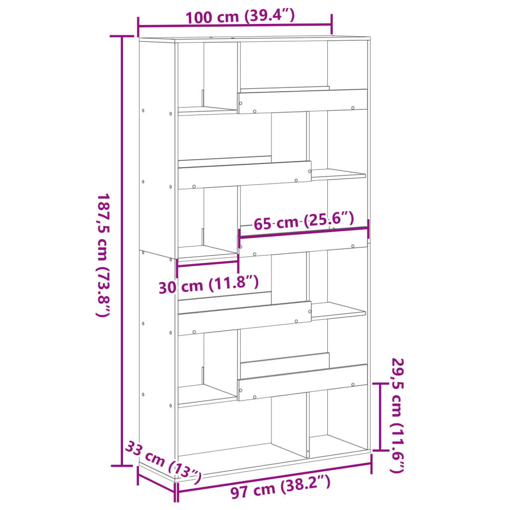 Room Divider Artisan Oak 100 x 33 x 187.5 cm Engineered Wood