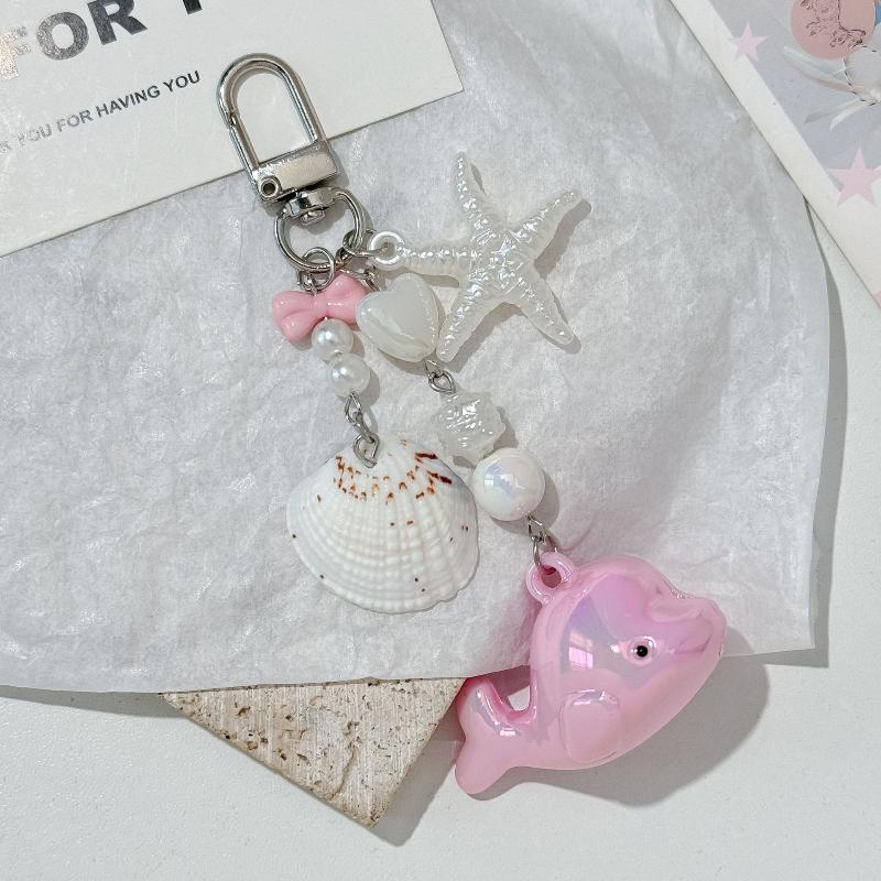 Y2K Cute Whale Shell Starfish Lanyard Phone Charms Ins Style Beaded Keychain Mobile Phone Camera Charms For Girl Gifts
