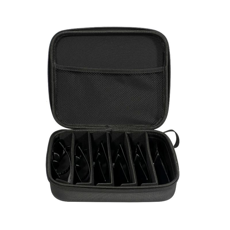 4/5/6/7/8 Compartments Adjustable Glasses Organizer, Portable Black Storage Bag Case For Travel, Sturdy Dividers Eyewear Box