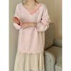 Early Autumn New Three-dimensional Flower Design Sweater Pullover Soft Waxy Loose Gentle Wind Knitted Sweater Top Women