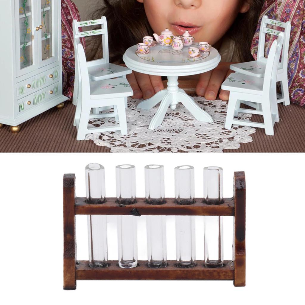 1:12 Puppenhaus Reagenzgläser, Mini Reagenzgläser mit Ständer, Simulations Miniatur Reagenzgläser, Wissenschaftslabor, Puppenhaus Dekorative Zubehör für Puppenhaus