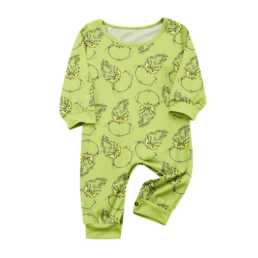Print Cute Family Set Pajamas, Home Clothes, Family Set Long Sleeve Top Pants Set