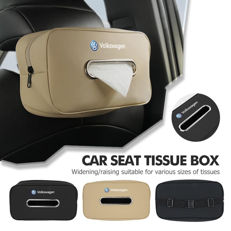 For Volkswagen VW Car Leather Tissue Box Square Vehicle Seat Back Tissue Holder Scirocco Passat Polo B5 B6 B7 CC Tiguan Sharan zh5