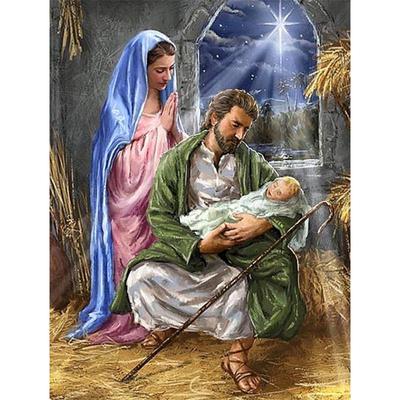 5D-Diamantgemälde zum Selbermachen „Die Geburt Jesu“, Diamantstickerei, komplettes Mosaik-Set, Kreuzstich, Heimdekoration, handgefertigte Geschenke