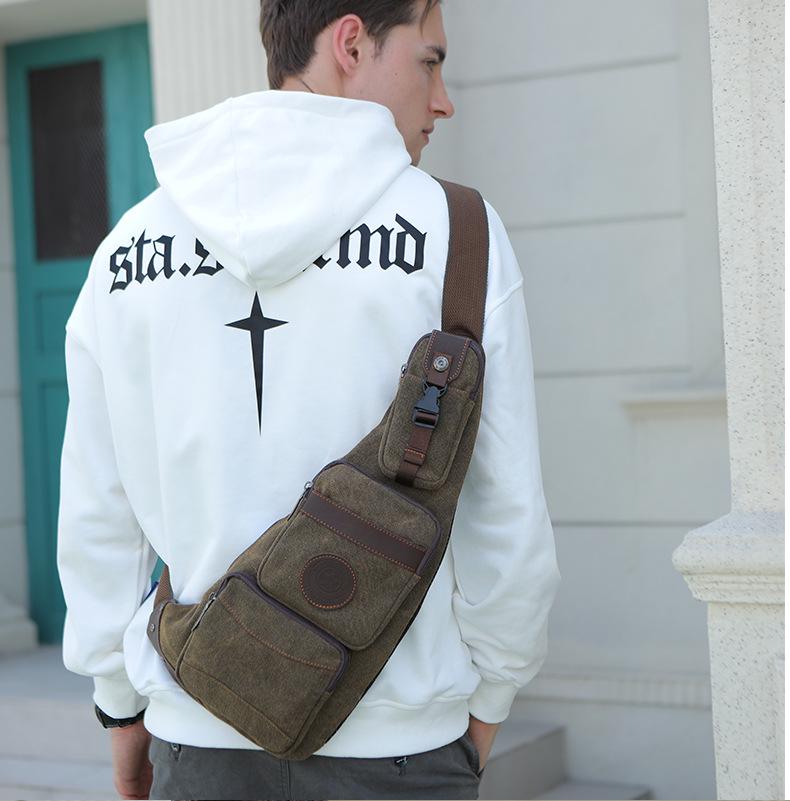 Retro Canvas Crossbody Crescent Bag - Large Capacity Men's Chest Bag
