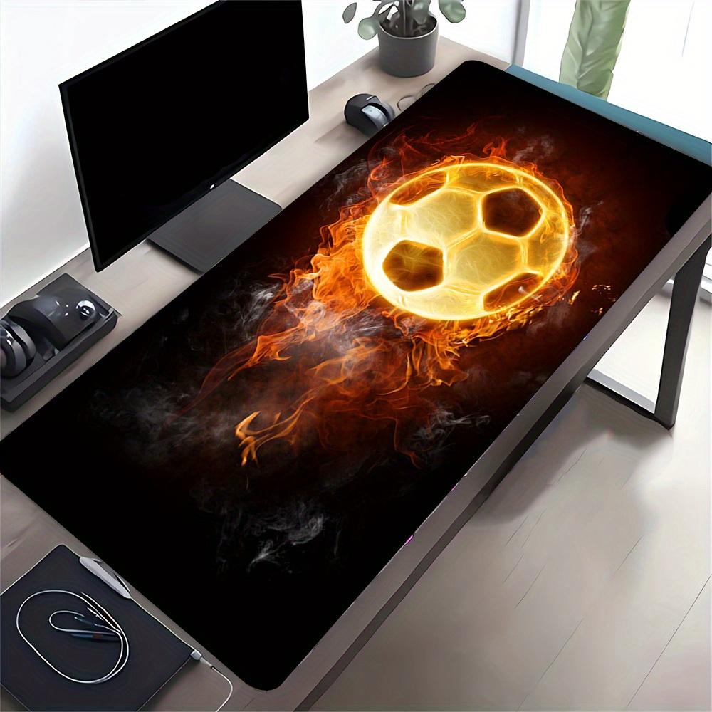 1pc Large Gaming Mouse Pad, UV Reactive Non-Slip Desk Mat, Washable PolyesterFire, Soccer, FlameComputer Pad with Vibrant Game Machine Print