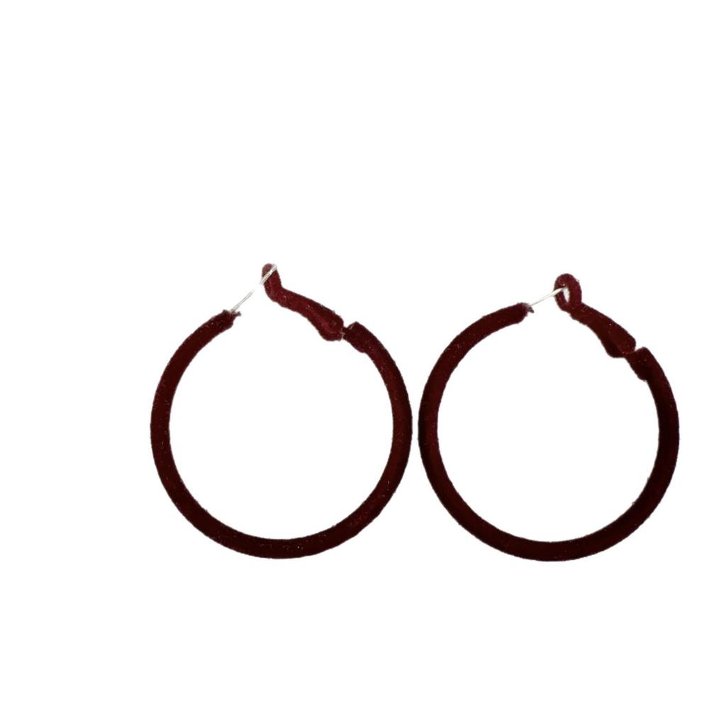 Chic Flocked Circular Pendant Stud Earrings: Light Luxury, Unique Personality, Versatile for Fashion-Forward Women