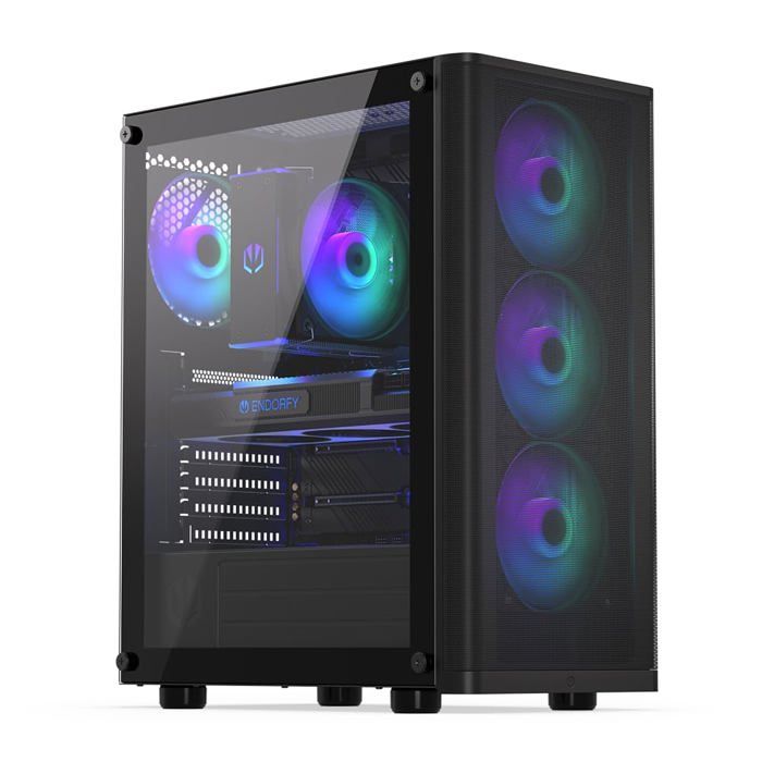 Boîtier - ENDORFY - Ventum 200 ARGB - Noir - Panneau En Verre Trempé - Compatibilité ATX