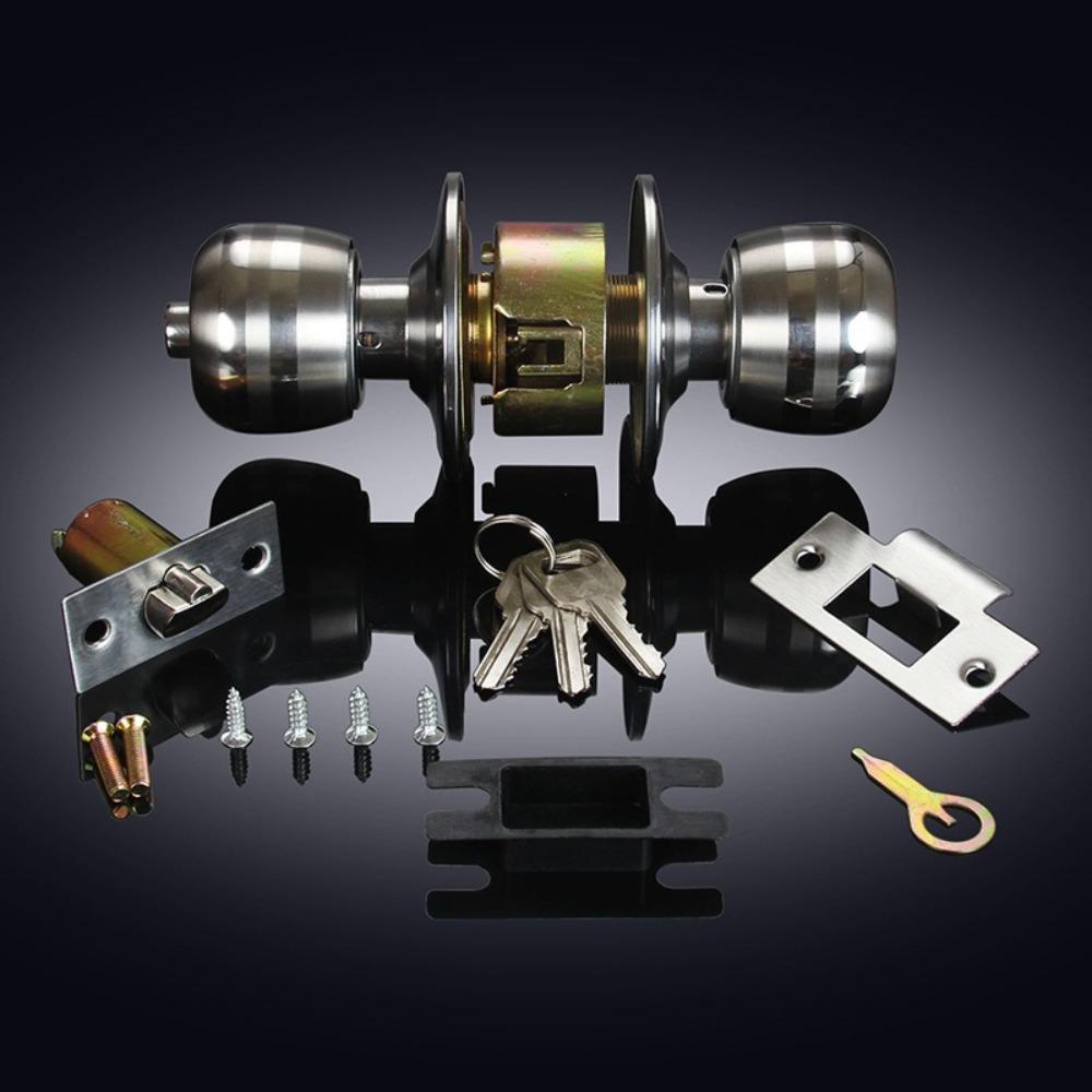 With Key Door Knob Set Round Ball Round Door Knobs Quality Bathroom Handle Lock  Living Rooms