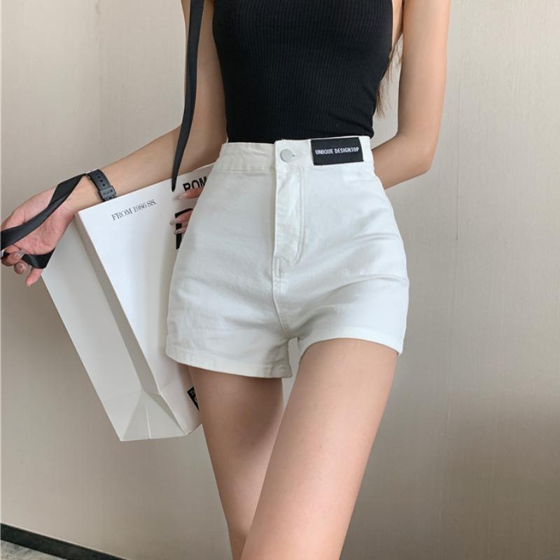 High-waisted Denim Shorts Women s Summer Clothes Elastic Tight-fitting Hip-lifting Leggings Small Outer Shorts XS белый