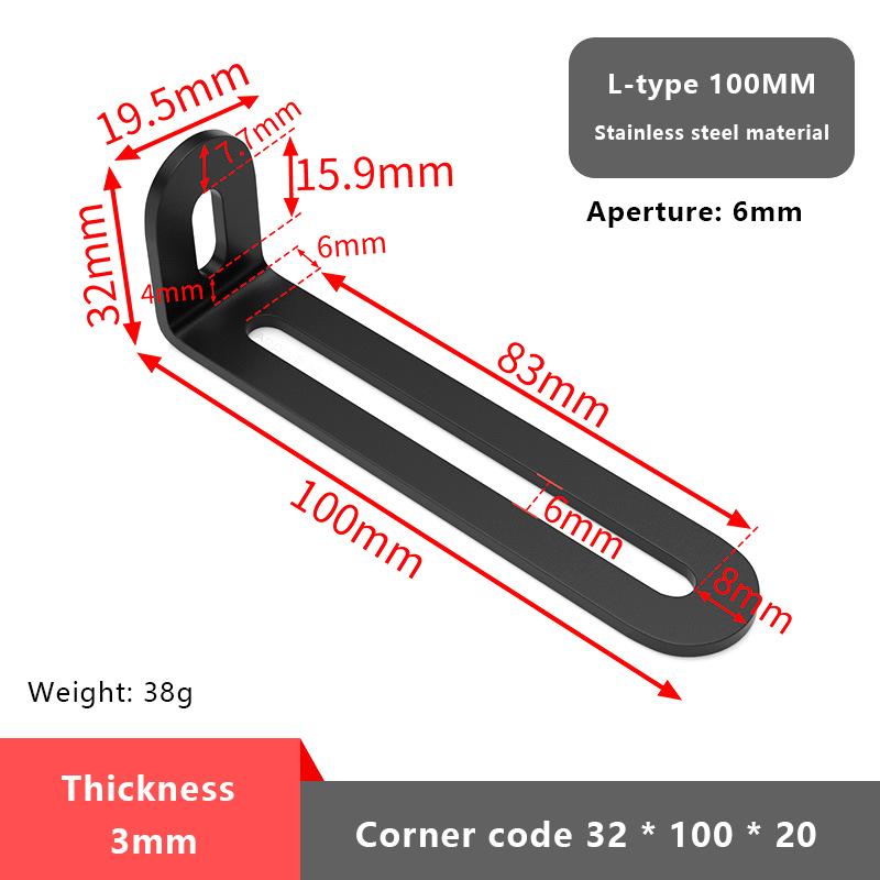 Stainless Steel Adjustable Angle Code Long Hole Activity 90 ° Right Angle Furniture Fixer L-shaped Shelf Bracket Connector