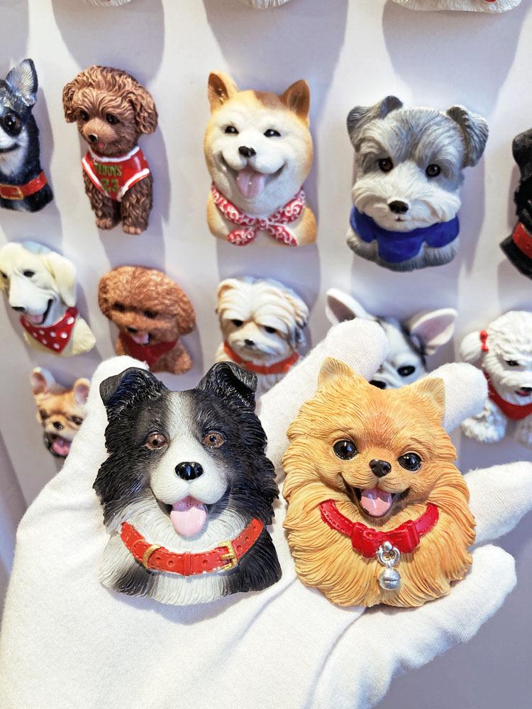 3D Shiba Inu & Pomeranian Dog Fridge Magnet - Teddy Magnetic Pet Decor Sticker