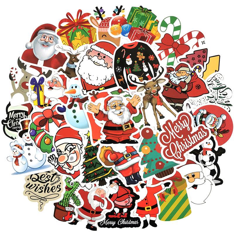 Christmas Series 50pclot Santa Snowman Suitcase Laptop Car Stickers Waterproof