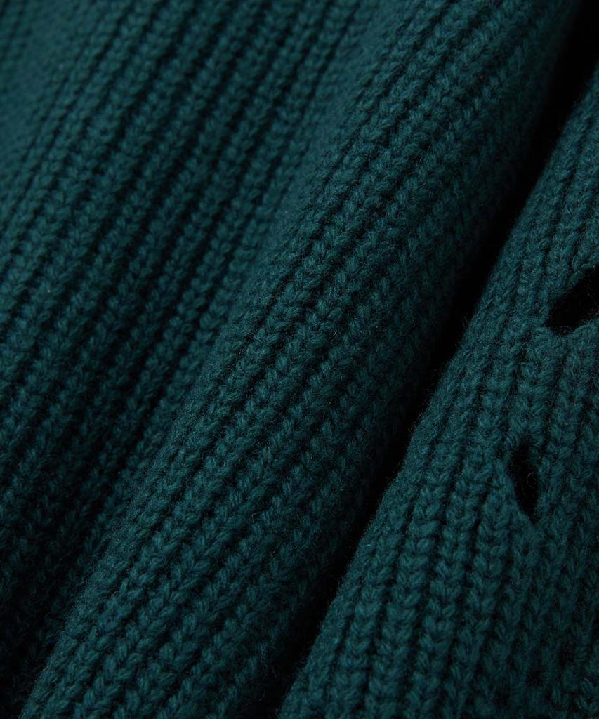 MOONSUN Essential_Unisex Mss Argyle Hole Half Zip Up Knit [Dark Green]