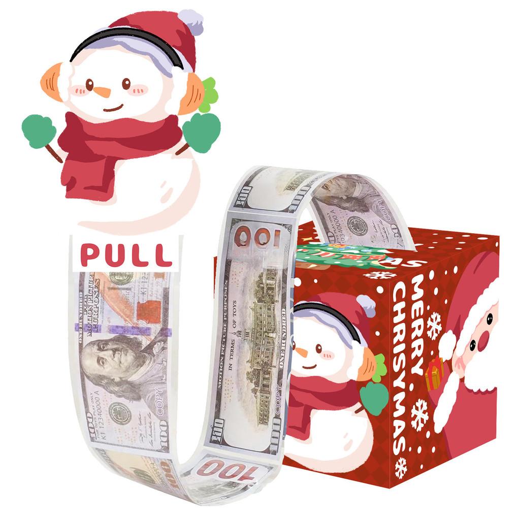 Cartoon Snowman Pattern Red Gift Box Christmas Decoration Atmosphere Prop