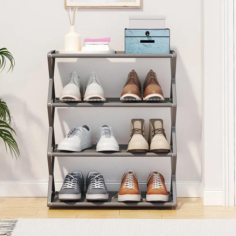 4-Layer Shoe Rack Trapezoidal Simple Shoes Organizer Multifunctional Space Saving Living Room Assembly Shoe Rack Home Supplies
