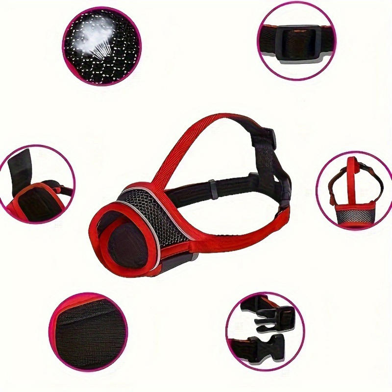 Breathable Mesh Dog Muzzle Adjustable Reflective Soft Nylon Muzzle with Buckle Strap Anti-Biting Allows Drinking Pet Training Accessory
