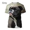 Hot-selling men's bulldog 3D T-shirt, cute animal puppy T-shirt, personalized casual printed short-sleeve top.