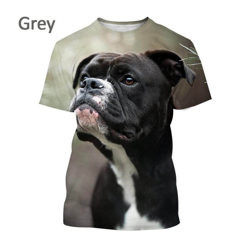 Hot-selling Men's Bulldog 3D T-shirt, Cute Animal Puppy T-shirt, Personalized Casual Printed Short-sleeve Top.