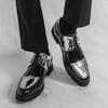 Luxury New Designer Men's Gold Silve Black Mixed Lace Up Fashion Patent Leather Shoes Formal Wedding Dress Homecoming Footwear
