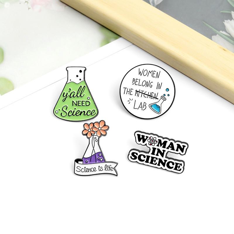 Cartoon Creative Unique Chemistry Experiment Beaker Alloy Badge Brooch For Men Women And