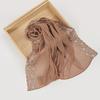 1pc Women'S Solid Color Pearl Chiffon Scarf With Clover Embroidery And Lace Trim, Fashionable And Elegant Headscarf For Malaysia And Indonesia
