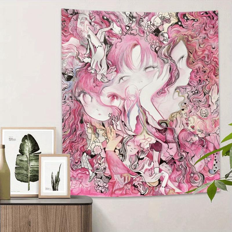 The pink dreamy tapestry of abstract art a magical element for wall decorationperfect for decorating bedrooms and living rooms