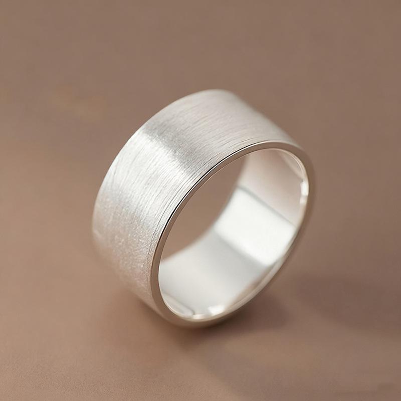 Copper-plated Silver-plated Wide-faced Plain Ring Ring for Women, Commuting Daily Style Simple Jewelry Spring Popular Ring