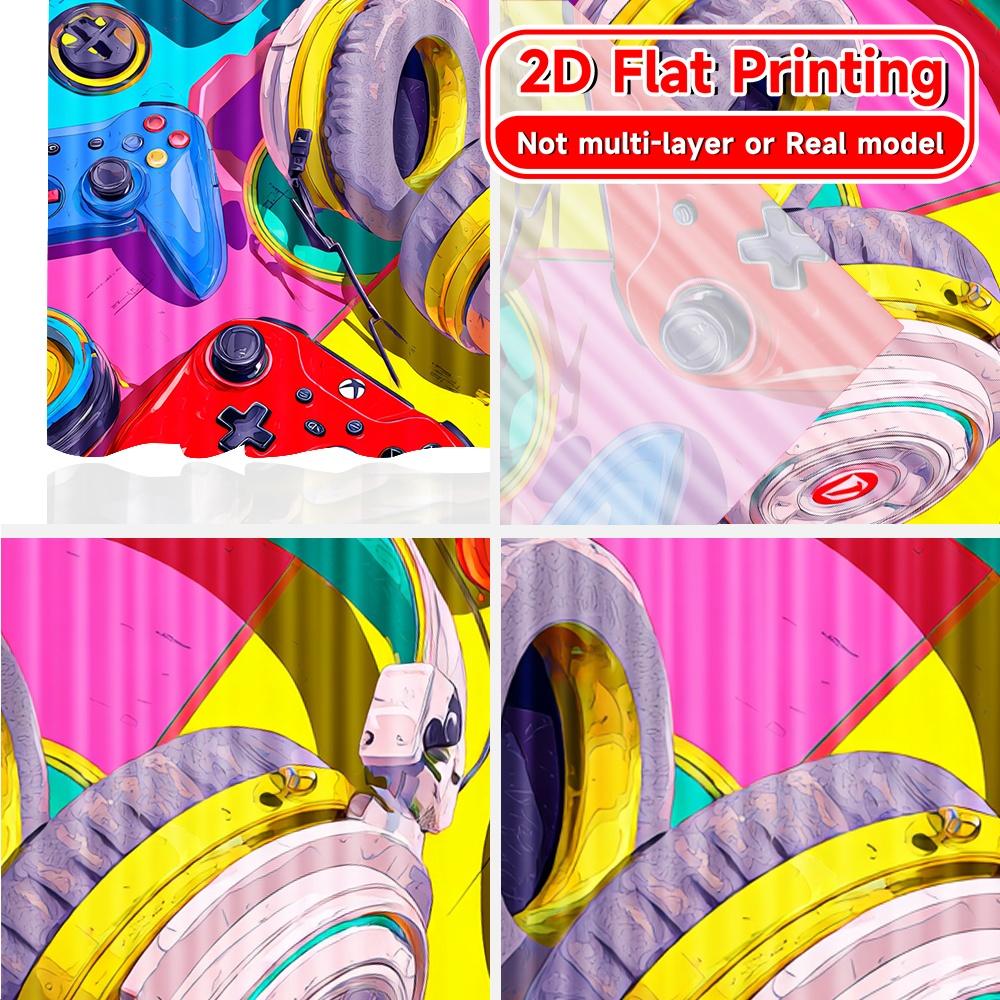 2D Flat Printing  2pcs NeonGamerSetup Minimalist Chic Curtains Versatile Durable Polyester Curtains Versatile All Perfect for