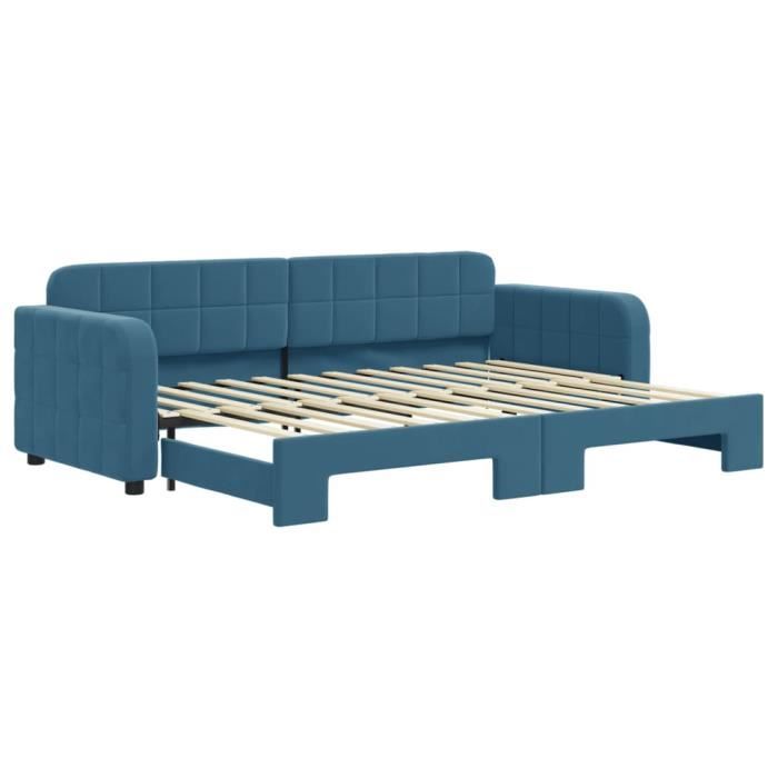 VidaXL Daybed with Pull-out Bed Blue 80x200 Cm Velvet 3196921