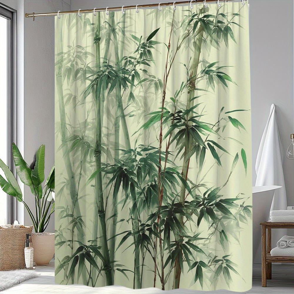 1pc Bamboo Shower Curtain, Fresh Natural Bamboo Forest Bathroom Decor, Polyester Fabric with 12 Hooks, 70. 8x70. 8 Inches