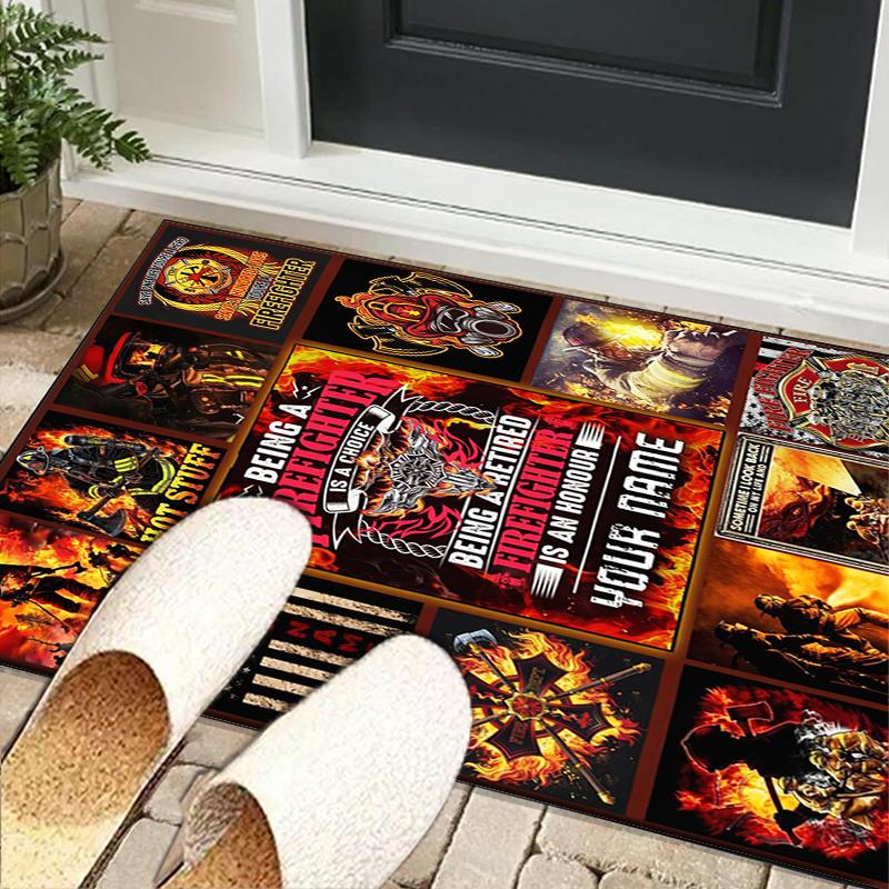 Firefighter In Action Office Rug Chair Mat, Entryway Carpet, Suitable for Front Door, Bedroom, Living Room, Desk, Holiday Gift