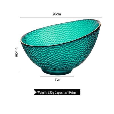 ZISIZ Gold Rim Polka Dot Slanted Glass Bowl