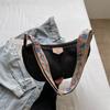 Denim Moon Bag with Colorful Strap Women's Crossbody Bag Fashionable Shoulder Bag Casual Daily Use Design