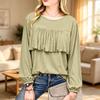 Women's Cute Square Neck Babydoll Blouse with Ruffle Hem, Elastic Waist, Short Sleeve, Flowy