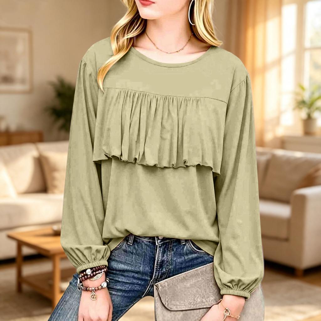 Women's Cute Square Neck Babydoll Blouse with Ruffle Hem, Elastic Waist, Short Sleeve, Flowy