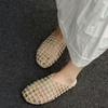 Summer Woven Hollow Flat Slippers Fashion Sandals for Women Comfort Round Toe  Mule Shoes Lightweight Beach Casual Shoe