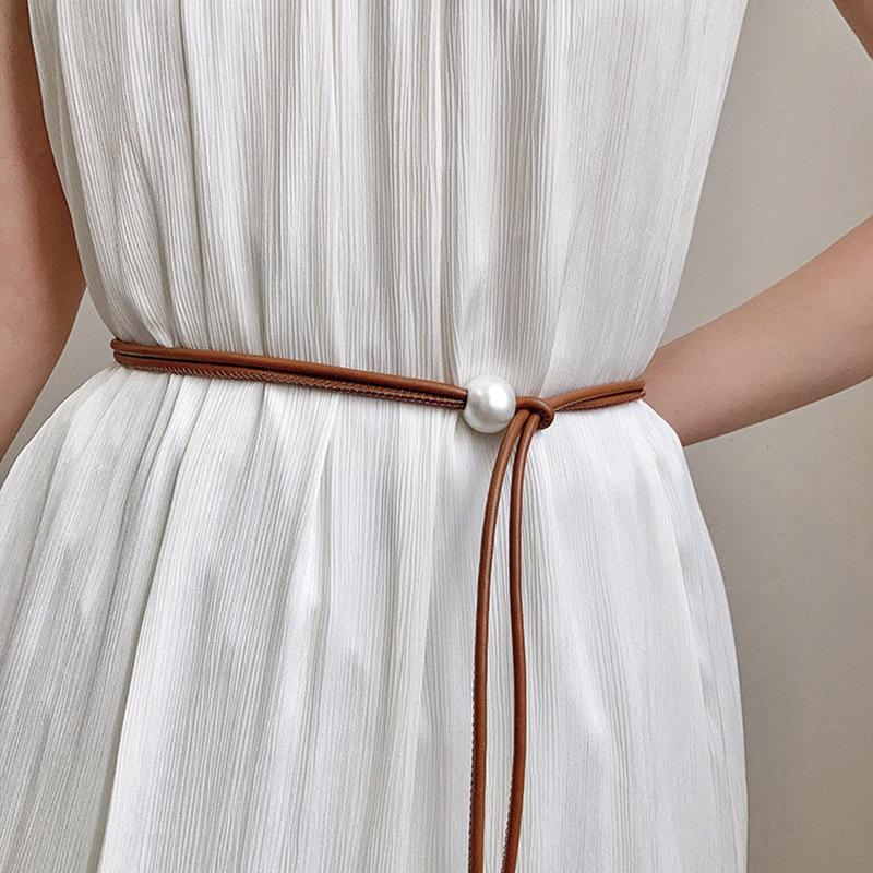 Жемчужное платье Женский повседневный тонкий пояс: Универсальный модный аксессуар 2025