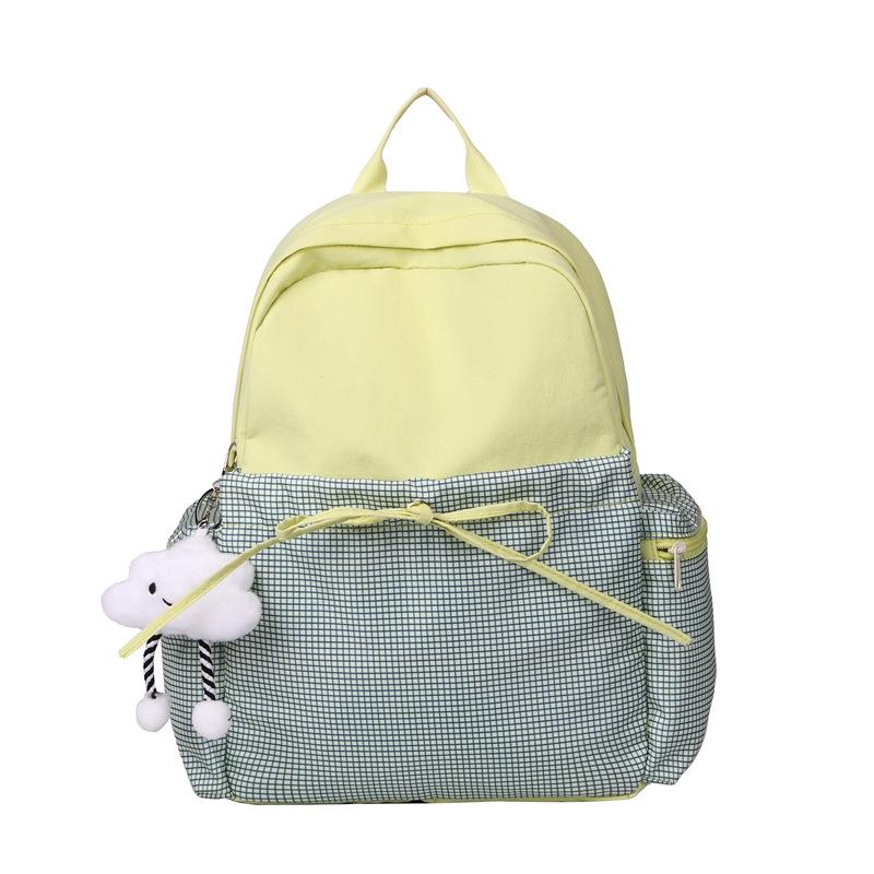 

High-value bow ins niche plaid schoolbag for female junior high school students, casual and lightweight college students, travel backpack. single bag [without pendant] зелений