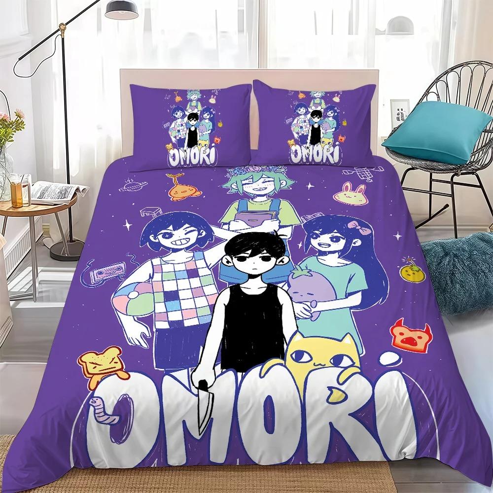 

Game Omori Kawaii Bedding Set Spring Fragrant Flowers Skin-Friendly King Queen Size Duvet Cover Set with Pillowcase for Girls 135x200cm