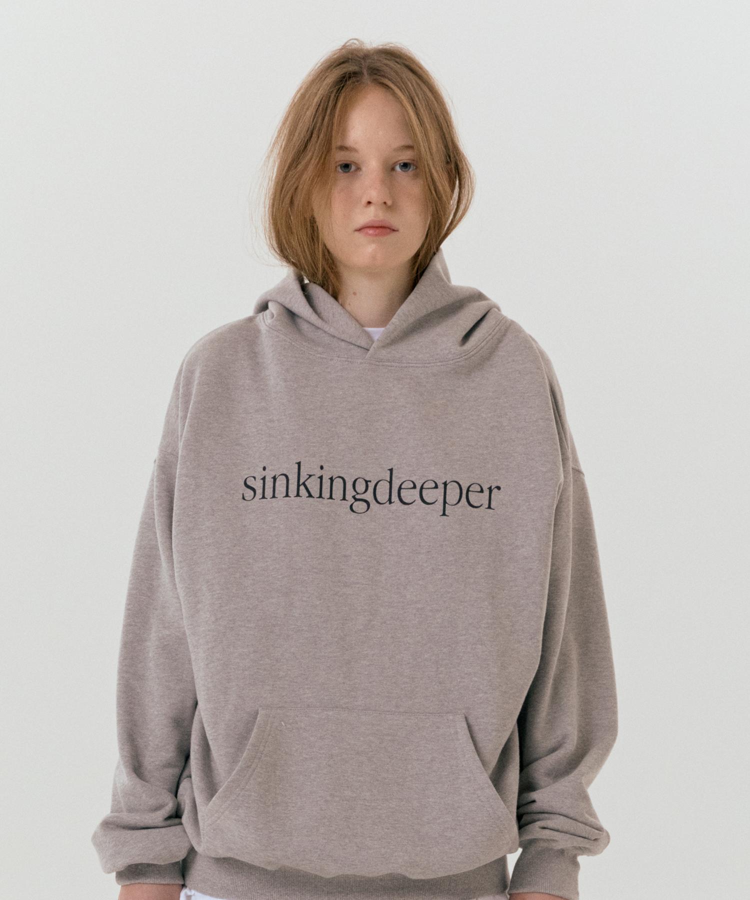 Sinking Deeper Serif Logo Hoodie (Melange Grey) M