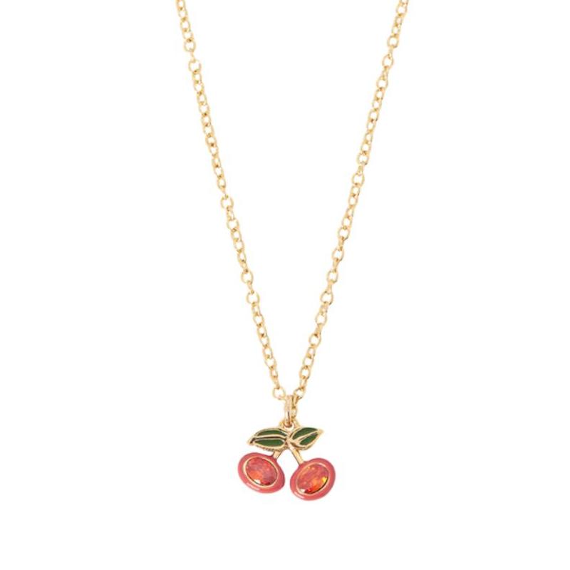 COACH Cherry design brass necklace women s gold